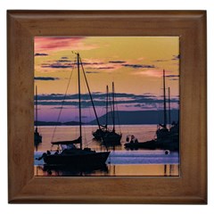 Twilight Over Ushuaia Port Framed Tile by dflcprintsclothing