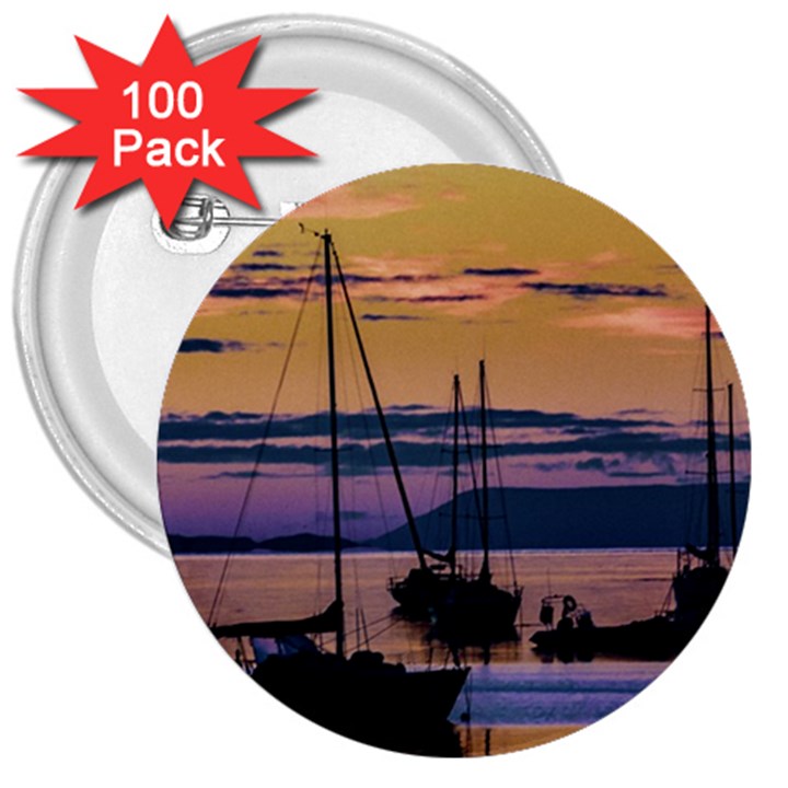 Twilight Over Ushuaia Port 3  Buttons (100 pack) 