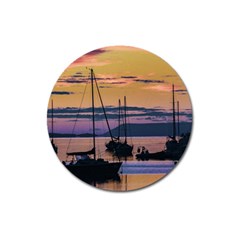 Twilight Over Ushuaia Port Magnet 3  (round) by dflcprintsclothing