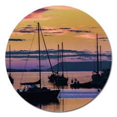 Twilight Over Ushuaia Port Magnet 5  (round) by dflcprintsclothing