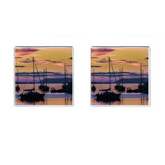 Twilight Over Ushuaia Port Cufflinks (square) by dflcprintsclothing