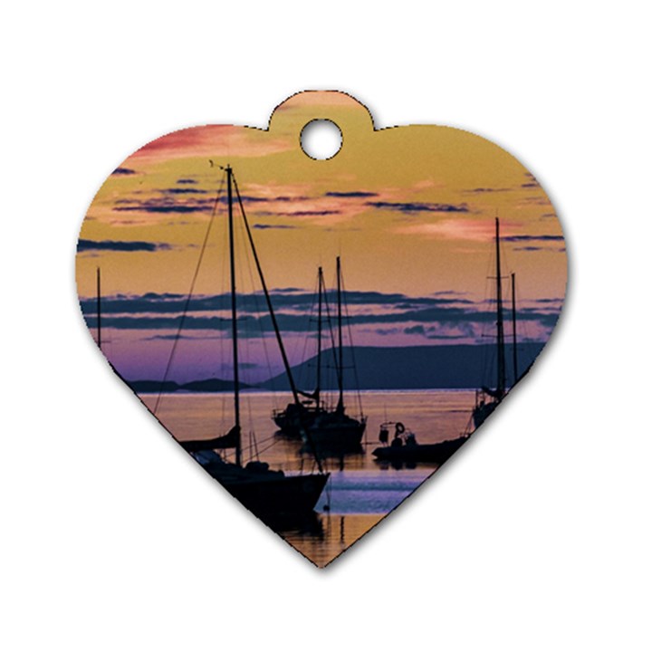 Twilight Over Ushuaia Port Dog Tag Heart (One Side)