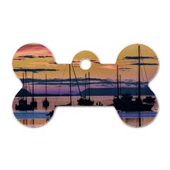 Twilight Over Ushuaia Port Dog Tag Bone (one Side) by dflcprintsclothing