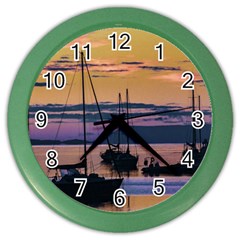 Twilight Over Ushuaia Port Color Wall Clock by dflcprintsclothing