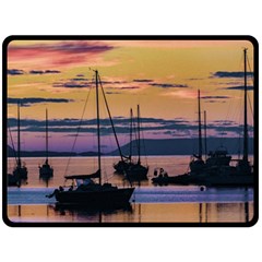 Twilight Over Ushuaia Port Fleece Blanket (large) by dflcprintsclothing