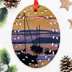 Twilight Over Ushuaia Port Ornament (oval Filigree) by dflcprintsclothing