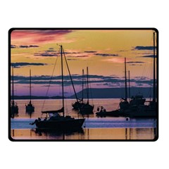 Twilight Over Ushuaia Port Two Sides Fleece Blanket (small) by dflcprintsclothing