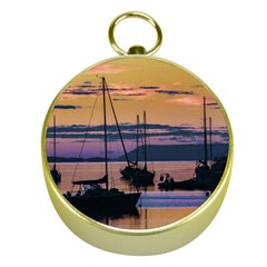 Twilight Over Ushuaia Port Gold Compasses by dflcprintsclothing