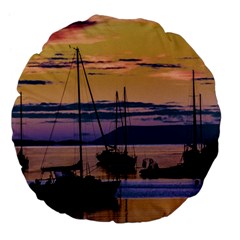 Twilight Over Ushuaia Port Large 18  Premium Flano Round Cushions by dflcprintsclothing