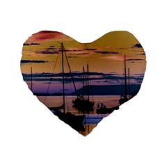 Twilight Over Ushuaia Port Standard 16  Premium Flano Heart Shape Cushions by dflcprintsclothing