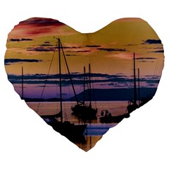 Twilight Over Ushuaia Port Large 19  Premium Flano Heart Shape Cushions by dflcprintsclothing