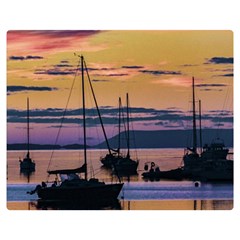 Twilight Over Ushuaia Port Premium Plush Fleece Blanket (medium) by dflcprintsclothing