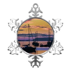 Twilight Over Ushuaia Port Metal Small Snowflake Ornament by dflcprintsclothing