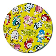 Robot Pattern Round Mousepad by Grandong