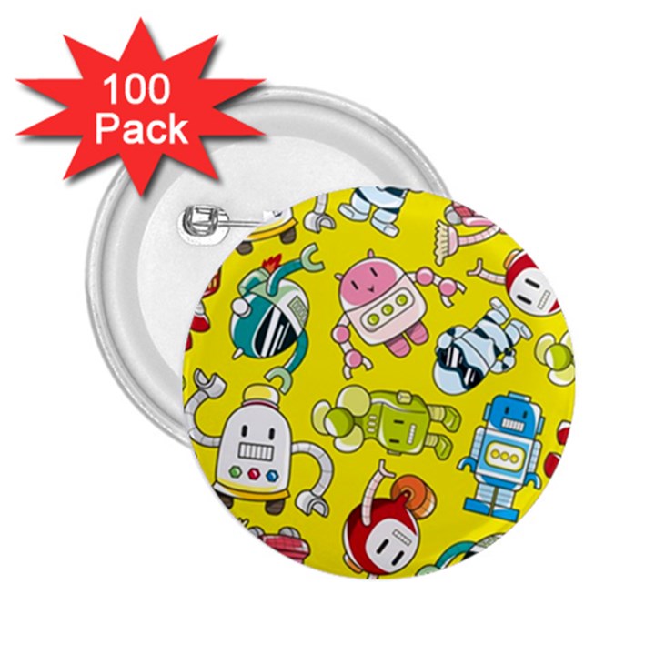 Robot Pattern 2.25  Buttons (100 pack) 