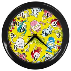 Robot Pattern Wall Clock (black) by Grandong