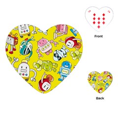 Robot Pattern Playing Cards Single Design (heart) by Grandong