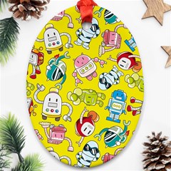 Robot Pattern Oval Ornament (two Sides) by Grandong