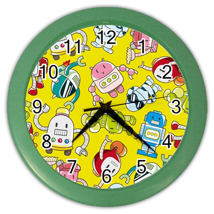 Robot Pattern Color Wall Clock