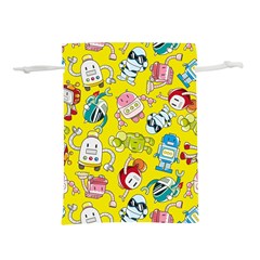 Robot Pattern Lightweight Drawstring Pouch (l) by Grandong