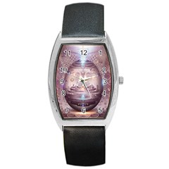 Cosmic Egg Sacred Geometry Art Barrel Style Metal Watch by Grandong