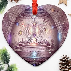 Cosmic Egg Sacred Geometry Art Heart Ornament (two Sides) by Grandong