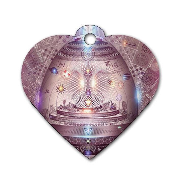 Cosmic Egg Sacred Geometry Art Dog Tag Heart (One Side)