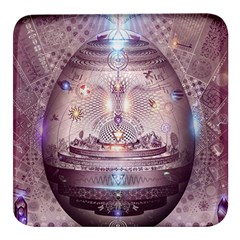 Cosmic Egg Sacred Geometry Art Square Glass Fridge Magnet (4 Pack) by Grandong