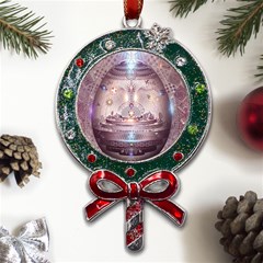 Cosmic Egg Sacred Geometry Art Metal X mas Lollipop With Crystal Ornament by Grandong