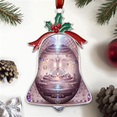 Cosmic Egg Sacred Geometry Art Metal Holly Leaf Bell Ornament by Grandong