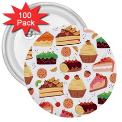 Dessert And Cake For Food Pattern 3  Buttons (100 Pack)  by Grandong