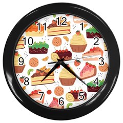 Dessert And Cake For Food Pattern Wall Clock (black) by Grandong