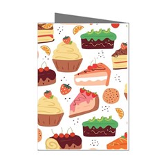 Dessert And Cake For Food Pattern Mini Greeting Cards (pkg Of 8) by Grandong