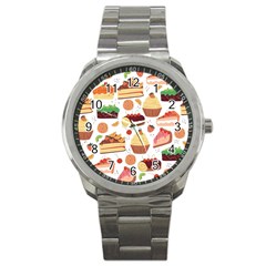 Dessert And Cake For Food Pattern Sport Metal Watch by Grandong