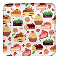 Dessert And Cake For Food Pattern Square Glass Fridge Magnet (4 Pack)