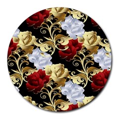 Roses Seamless Pattern Round Mousepad by Grandong