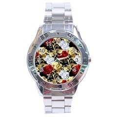 Roses Seamless Pattern Stainless Steel Analogue Watch