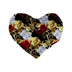 Roses Seamless Pattern Standard 16  Premium Flano Heart Shape Cushions by Grandong