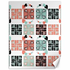 Mint Black Coral Heart Paisley Canvas 12  X 16  by Grandong