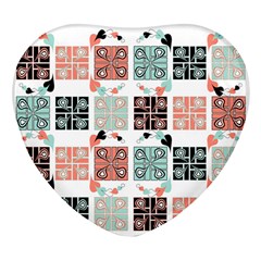 Mint Black Coral Heart Paisley Heart Glass Fridge Magnet (4 Pack) by Grandong