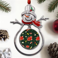 Background Vintage Japanese Design Metal Snowman Ornament by Grandong