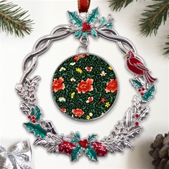 Background Vintage Japanese Design Metal X mas Wreath Holly Leaf Ornament by Grandong