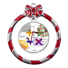 Mathematics Formula Physics School Metal Red Ribbon Round Ornament by Grandong