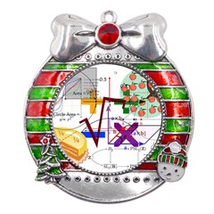 Mathematics Formula Physics School Metal X mas Ribbon With Red Crystal Round Ornament by Grandong