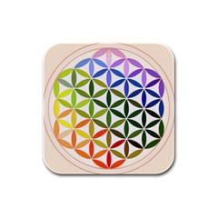 Mandala Rainbow Colorful Rubber Square Coaster (4 pack)