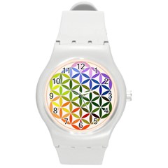 Mandala Rainbow Colorful Round Plastic Sport Watch (M)