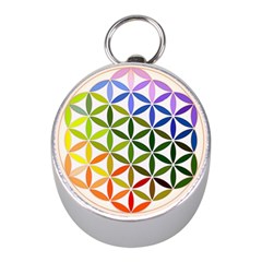 Mandala Rainbow Colorful Mini Silver Compasses