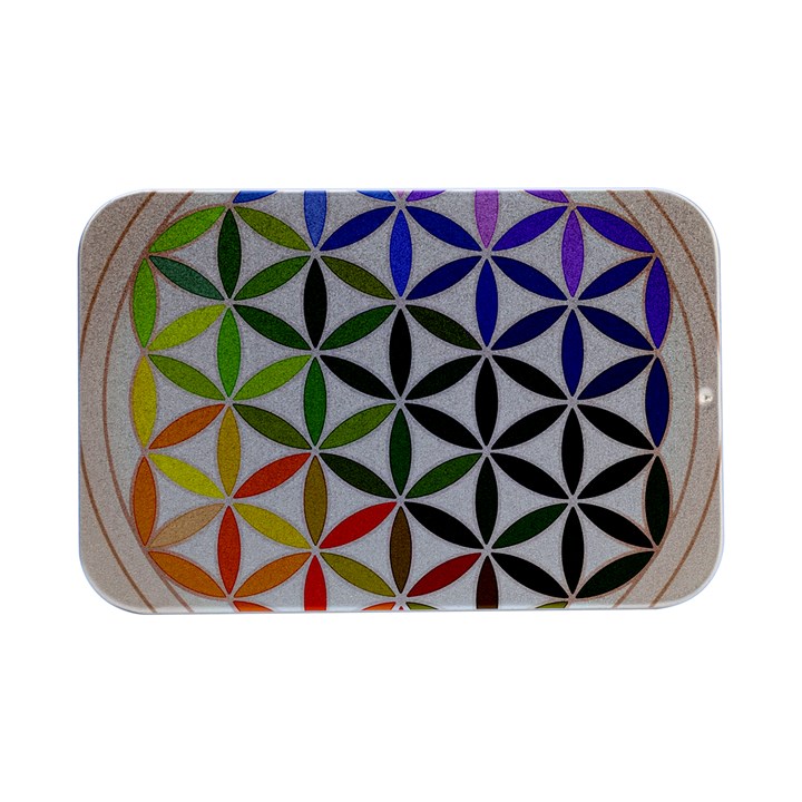 Mandala Rainbow Colorful Open Lid Metal Box (Silver)  