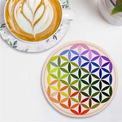 Mandala Rainbow Colorful Uv Print Round Tile Coaster by Grandong