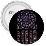 Chartres Cathedral Notre Dame De Paris Stained Glass 3  Buttons Front